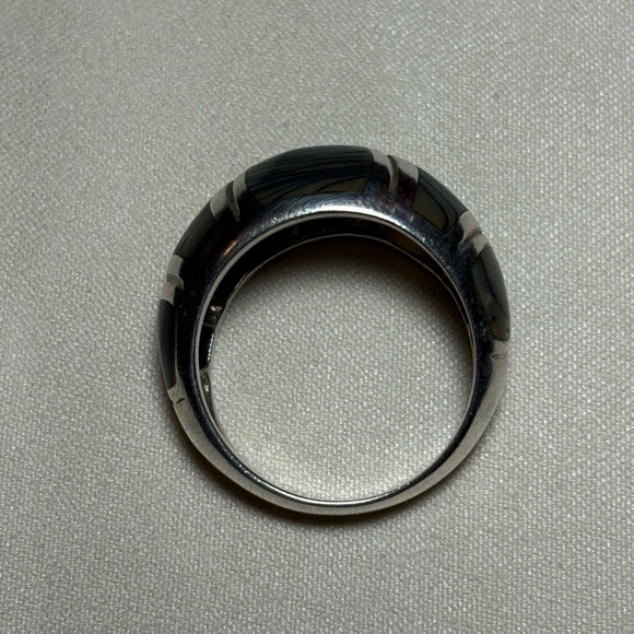 Vintage Abalone Shell Dome Ring Set in Sterling Silver - Picture 5 of 6